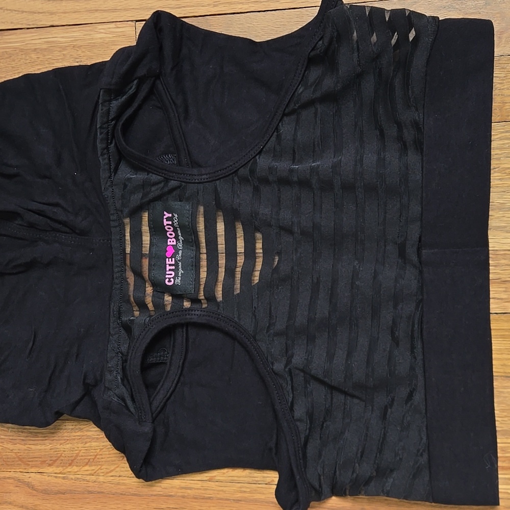 Cute Booty Black Sports Bra Hoodie Top Sz S LIKE NEW